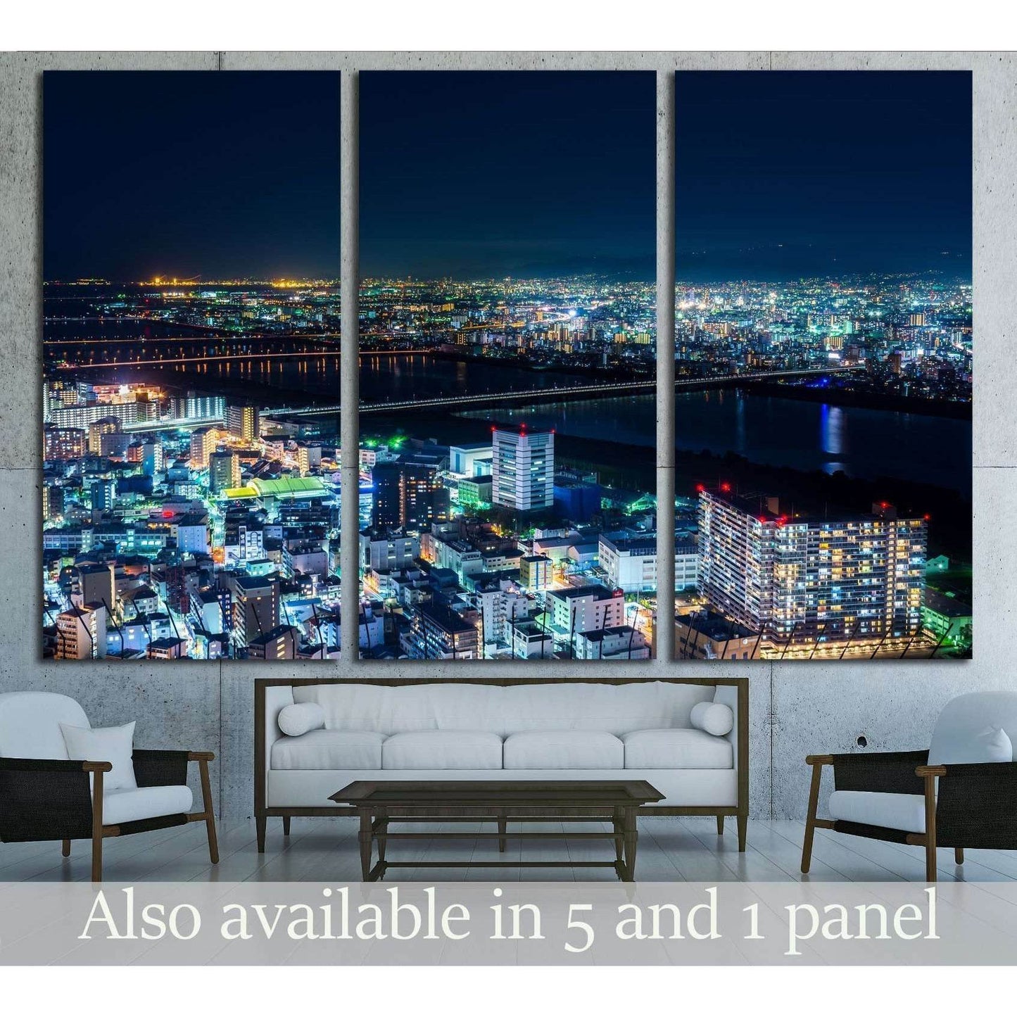Beautiful Aerial night view of Osaka Cityscape, Japan. №2965 Ready to Hang Canvas PrintCanvas art arrives ready to hang, with hanging accessories included and no additional framing required. Every canvas print is hand-crafted, made on-demand at our worksh