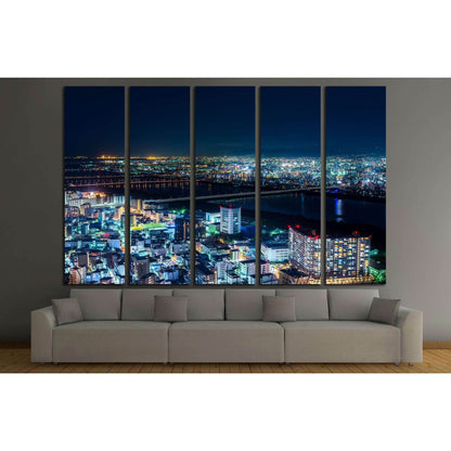Beautiful Aerial night view of Osaka Cityscape, Japan. №2965 Ready to Hang Canvas PrintCanvas art arrives ready to hang, with hanging accessories included and no additional framing required. Every canvas print is hand-crafted, made on-demand at our worksh