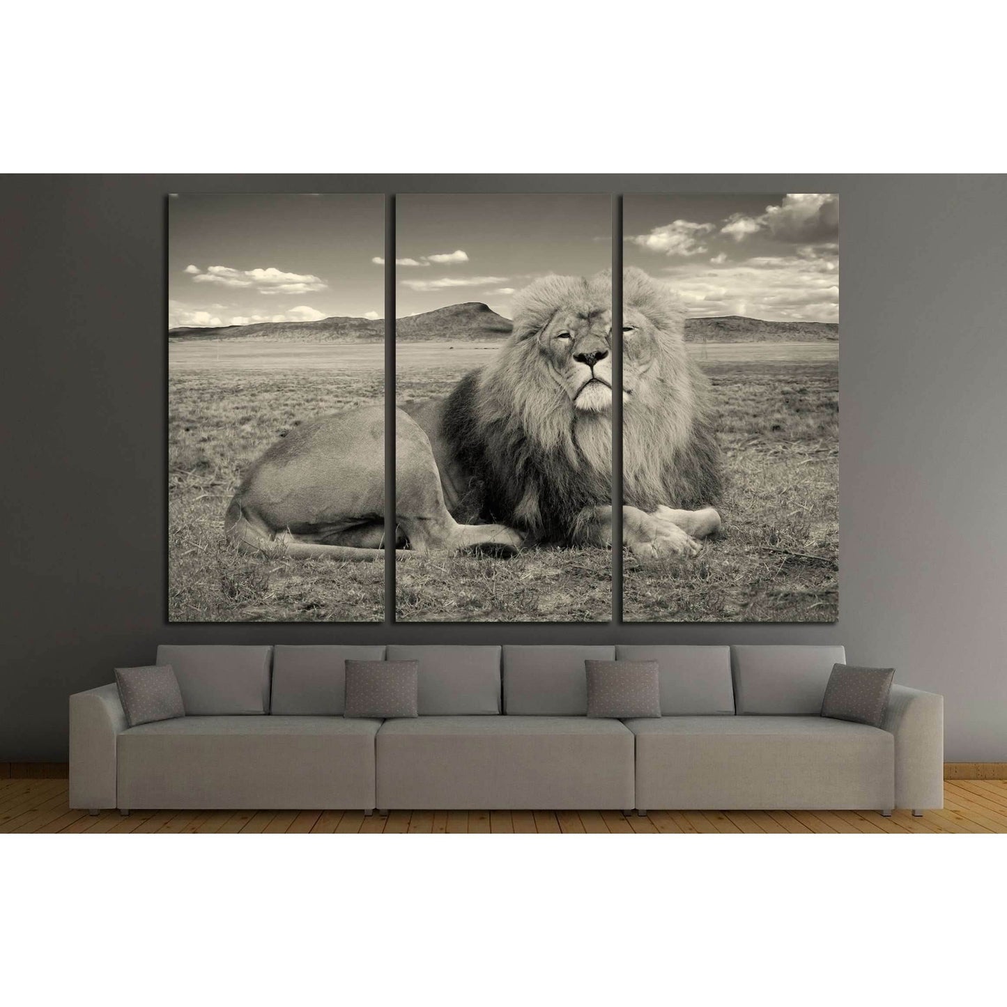 beautiful african lion, Wonderful image of african wildlife №2365 Ready to Hang Canvas Print - Zellart Canvas Prints ALL_Products, Lion, s-2365