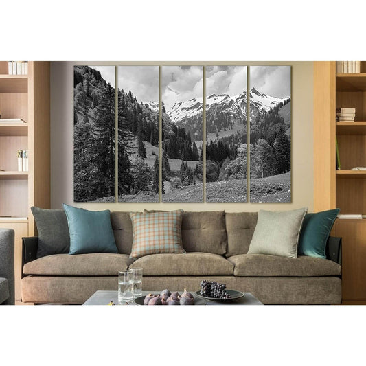 Beautiful Alps Mountains №SL866 Ready to Hang Canvas Print - Zellart Canvas Prints 0new, ALL_Products, Black & White Wall Art