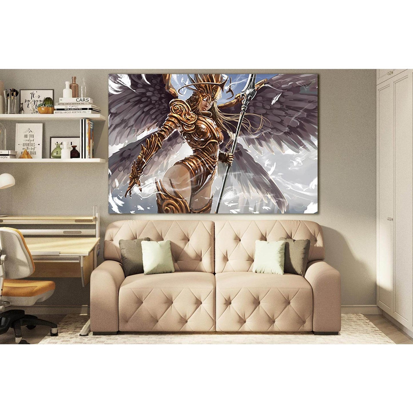 Beautiful Angel Woman Warrior №SL1237 Ready to Hang Canvas Print - Zellart Canvas Prints 0new, ALL_Products, Fantasy And Sci Fi Wall Art