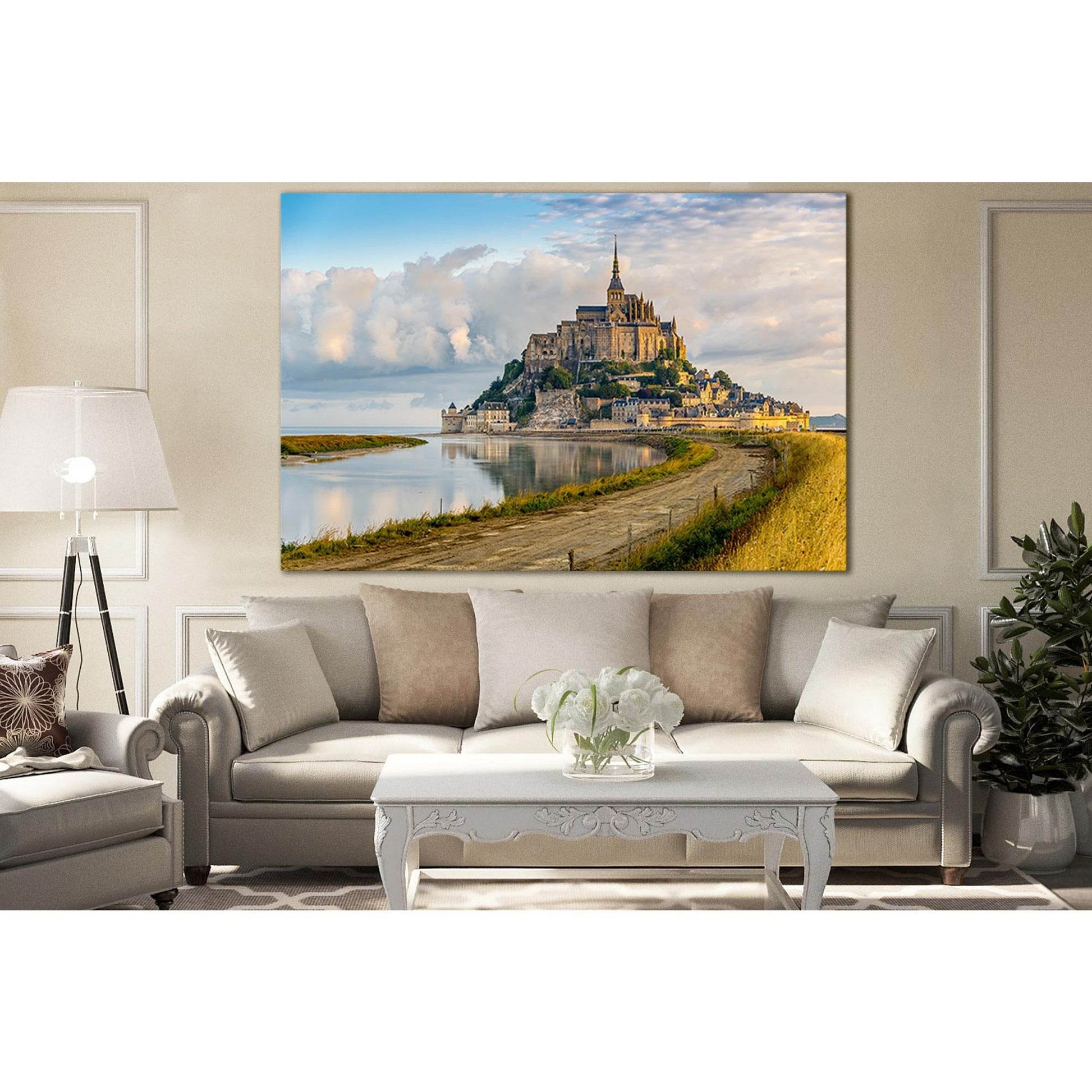 Beautiful Architecture Mont Saint Michel №SL1365 Ready to Hang Canvas Print - Zellart Canvas Prints 0new, ALL_Products, Architecture