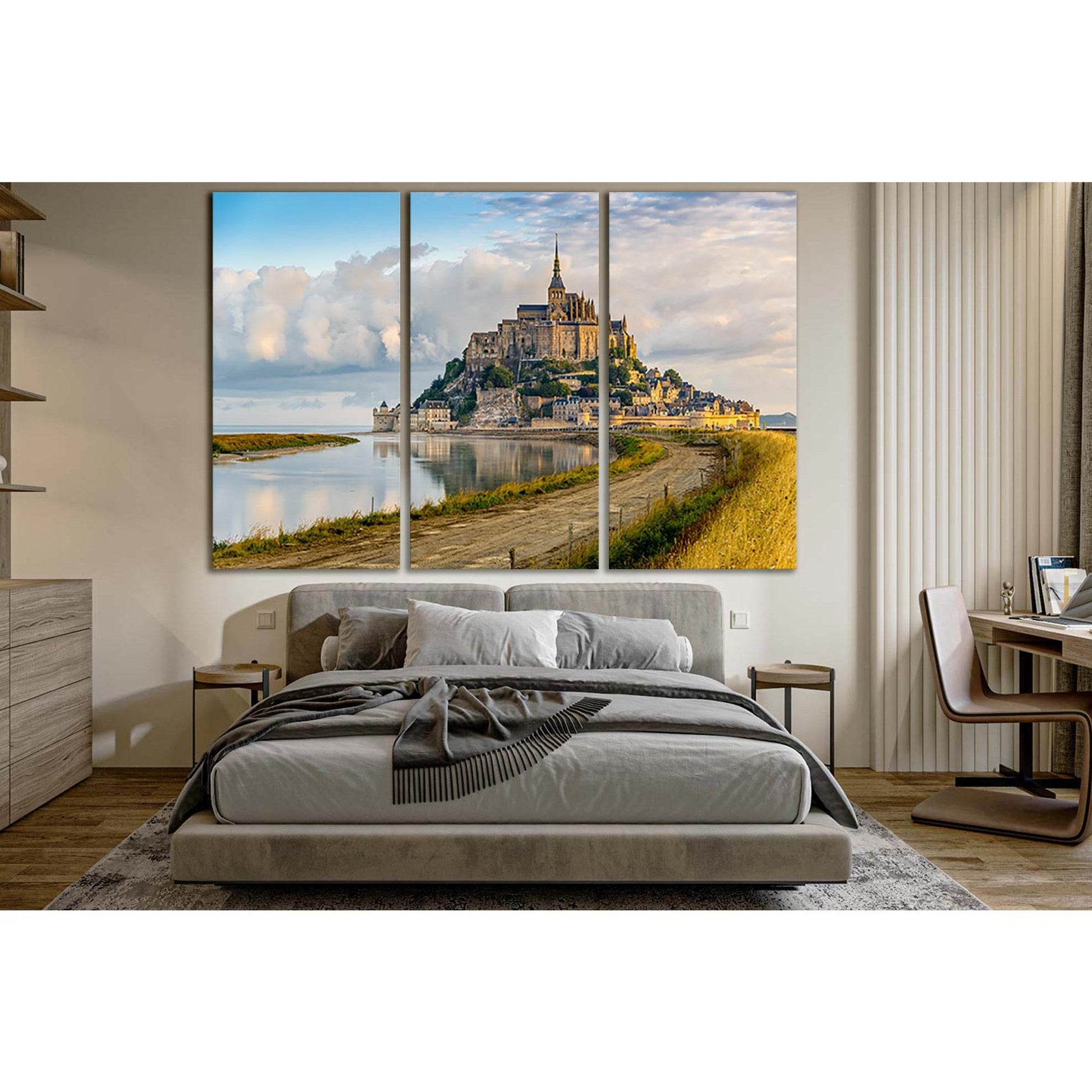 Beautiful Architecture Mont Saint Michel №SL1365 Ready to Hang Canvas Print - Zellart Canvas Prints 0new, ALL_Products, Architecture