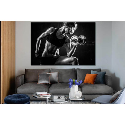 Beautiful Athletic Woman №SL892 Ready to Hang Canvas Print - Zellart Canvas Prints 0new, ALL_Products, Black & White Wall Art