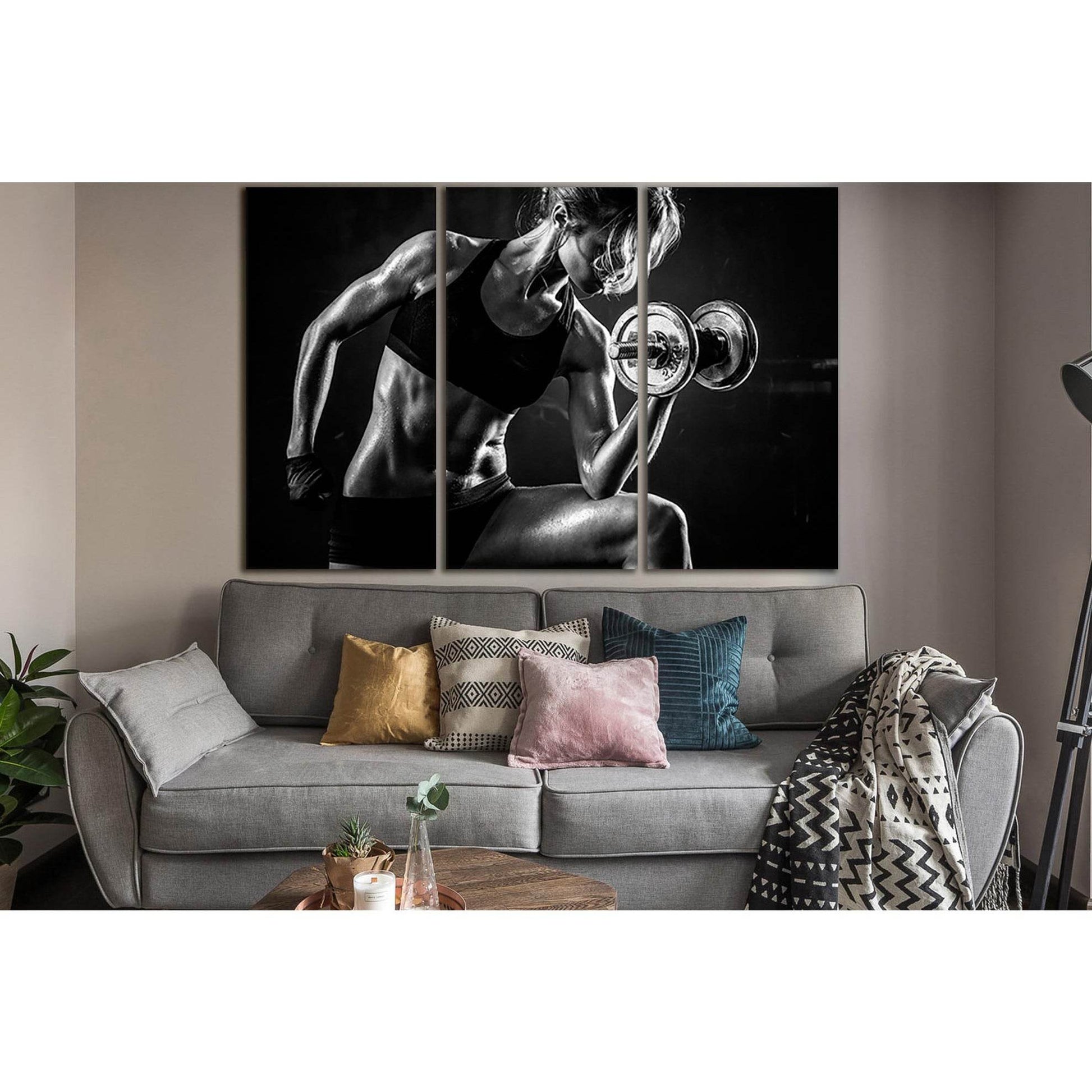 Beautiful Athletic Woman №SL892 Ready to Hang Canvas Print - Zellart Canvas Prints 0new, ALL_Products, Black & White Wall Art