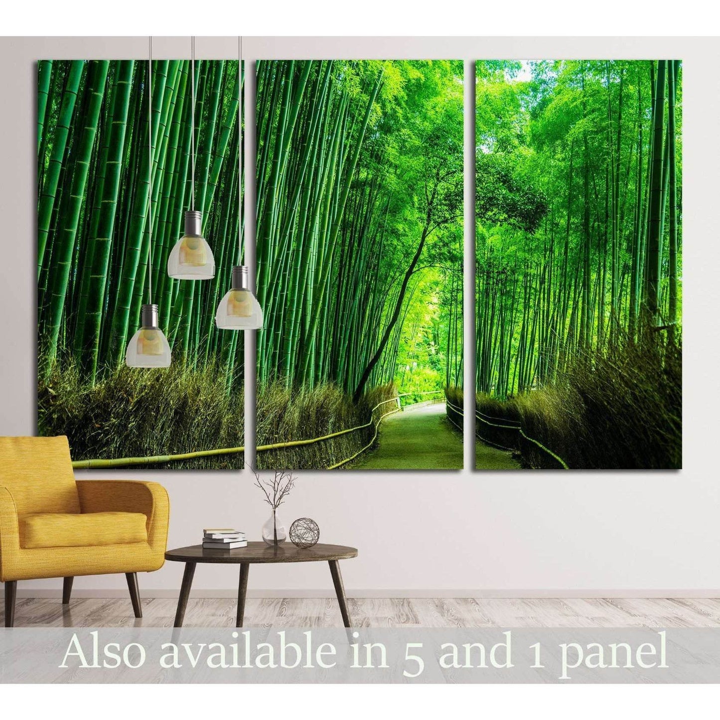 Japanese Bamboo Forest Artwork for Meditation Space DecorThis canvas print captures the enchanting Arashiyama Bamboo Forest in Kyoto, where towering green stalks create a naturally architectured hallway that invites the viewer into a serene, almost otherw