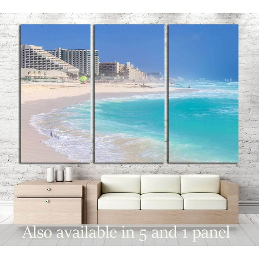 Beautiful beach in Cancun, Zona Hoteliera. Caribbean coast, Yucatan, Mexico №3058 Ready to Hang Canvas PrintCanvas art arrives ready to hang, with hanging accessories included and no additional framing required. Every canvas print is hand-crafted, made on
