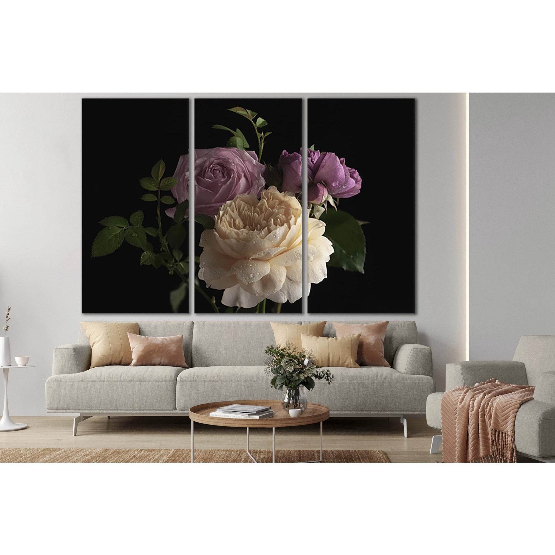 Beautiful Bunch Of Colorful Roses №SL716 Ready to Hang Canvas Print - Zellart Canvas Prints 0new, ALL_Products, Floral & Botanical Wall Art