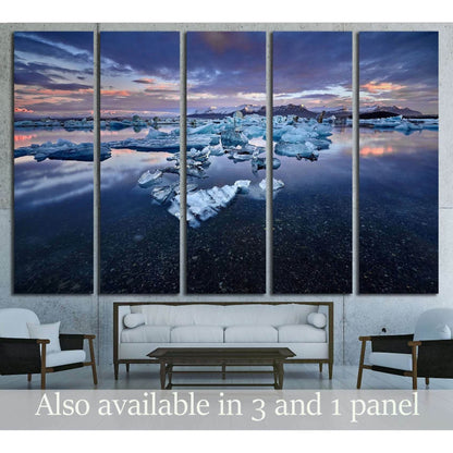 Beautiful cold landscape picture of icelandic glacier lagoon bay, Iceland №3120 Ready to Hang Canvas Print - Zellart Canvas Prints ALL_Products, s-3120