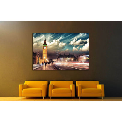 Beautiful colors of Big Ben from Westminster Bridge at Sunset - London №2256 Ready to Hang Canvas Print - Zellart Canvas Prints ALL_Products, s-2256
