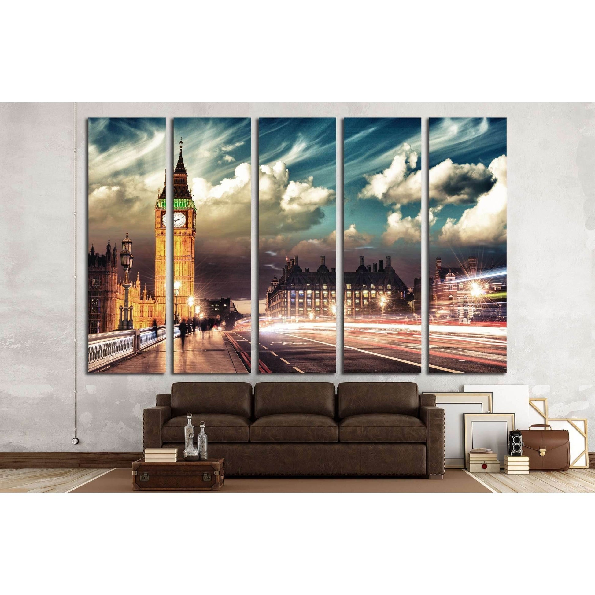 Beautiful colors of Big Ben from Westminster Bridge at Sunset - London №2256 Ready to Hang Canvas Print - Zellart Canvas Prints ALL_Products, s-2256