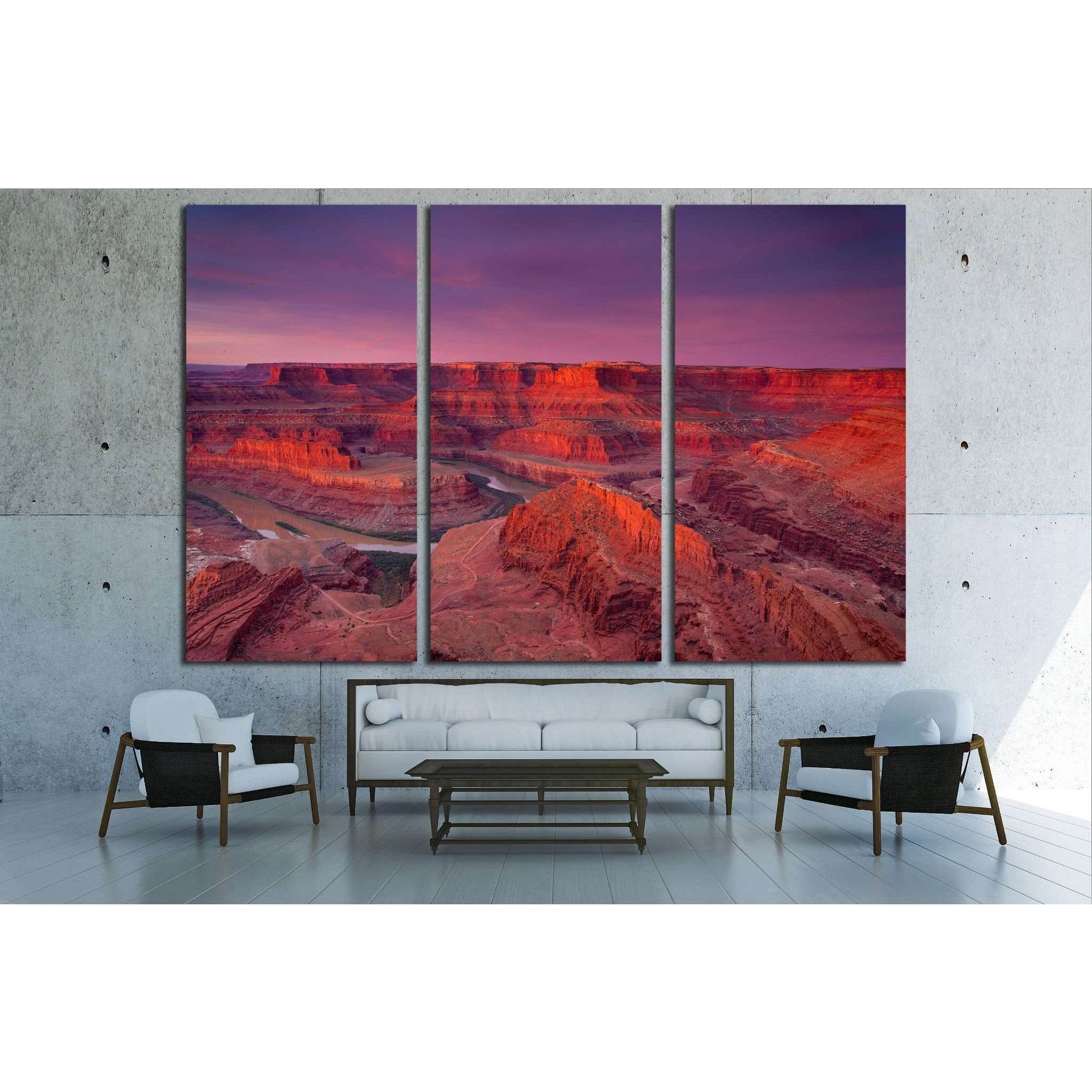 Beautiful Dead Horse Point vista during a dramatic sunrise №1972 Ready to Hang Canvas Print