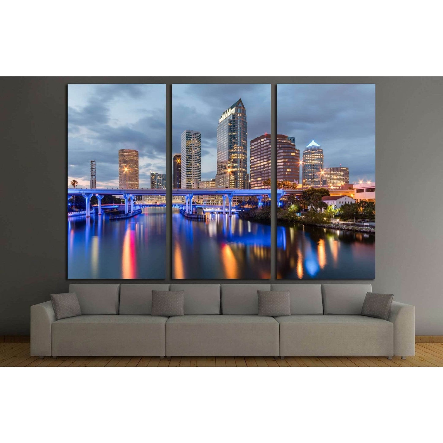 Beautiful downtown Tampa Florida at twilight №1220 Ready to Hang Canvas Print - Zellart Canvas Prints ALL_Products, s-1220