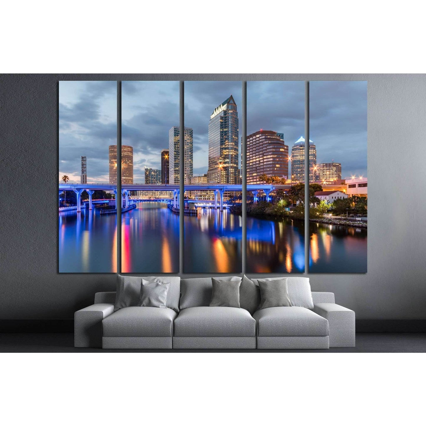 Beautiful downtown Tampa Florida at twilight №1220 Ready to Hang Canvas Print - Zellart Canvas Prints ALL_Products, s-1220