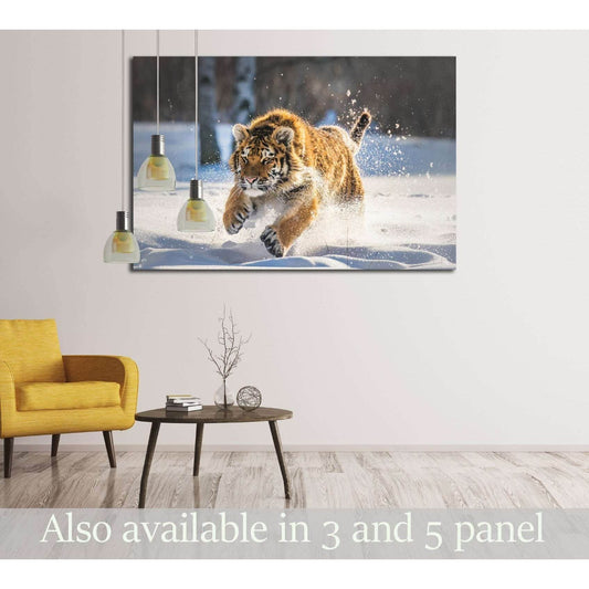 Beautiful, dynamic and powerful photo of this majestic tiger №2805 Ready to Hang Canvas Print - Zellart Canvas Prints ALL_Products, s-2805, Tiger