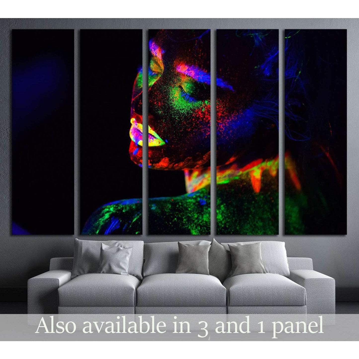 Beautiful extraterrestrial model woman in neon light. №2759 Ready to Hang Canvas Print - Zellart Canvas Prints ALL_Products, s-2759