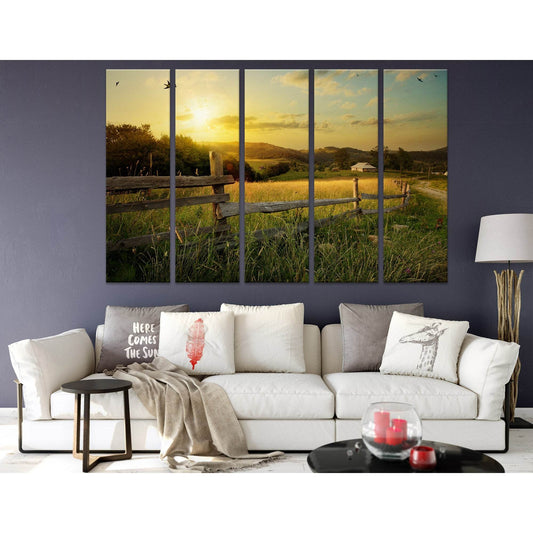 Beautiful Farm Sunset In Carpathians, Ukraine №04232 Ready to Hang Canvas Print - Zellart Canvas Prints ALL_Products