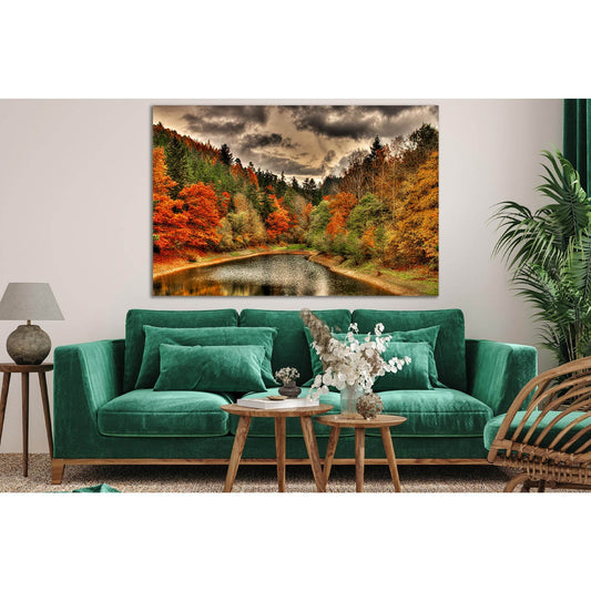 Beautiful Forest Lake Autumn №SL628 Ready to Hang Canvas Print - Zellart Canvas Prints 0new, ALL_Products, Autumn Wall Art