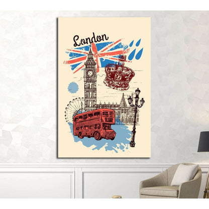 Beautiful hand drawn vector sketch illustration London №4534 Ready to Hang Canvas Print - Zellart Canvas Prints ALL_Products, s-4534