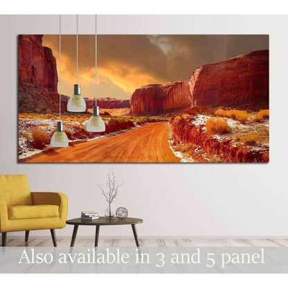 Beautiful Image of the road through monument valley in Winter №1965 Ready to Hang Canvas PrintCanvas art arrives ready to hang, with hanging accessories included and no additional framing required. Every canvas print is hand-crafted, made on-demand at our