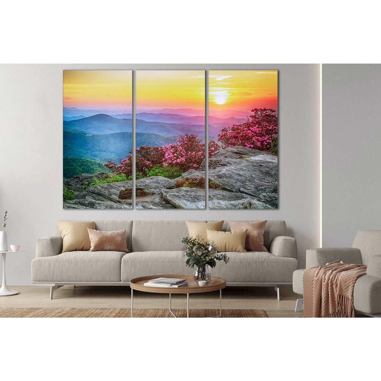 Beautiful Landscape Hills And Sunset №SL229 Ready to Hang Canvas Print - Zellart Canvas Prints 0new, ALL_Products, SUNRISE & SUNSET WALL ART