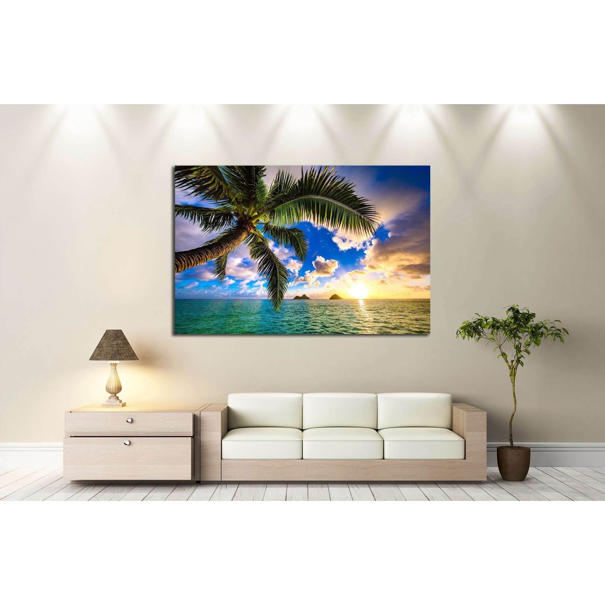 Beautiful Lanikai, Kailua Sunrise in Hawaii №2527 Ready to Hang Canvas Print - Zellart Canvas Prints ALL_Products, s-2527