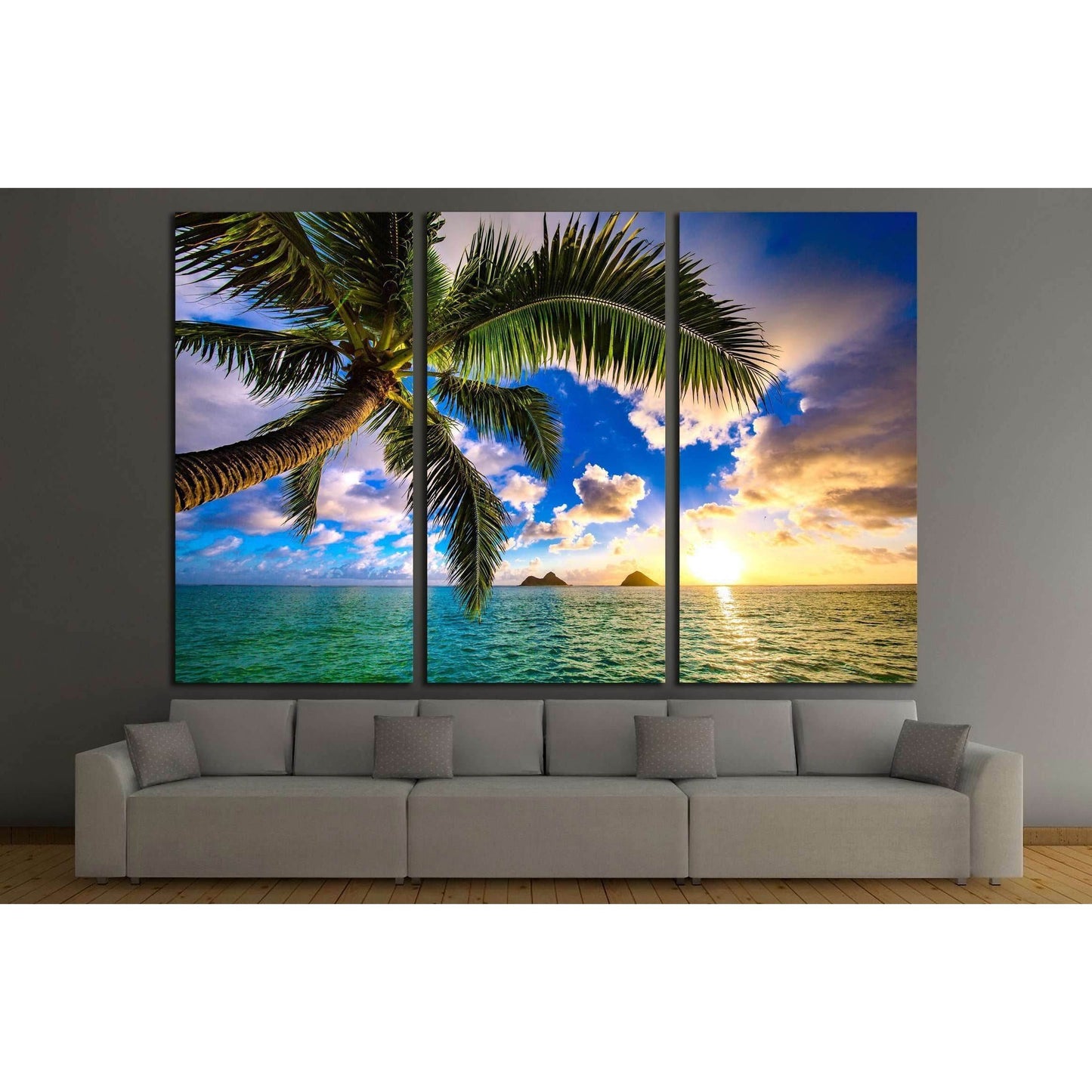 Beautiful Lanikai, Kailua Sunrise in Hawaii №2527 Ready to Hang Canvas Print - Zellart Canvas Prints ALL_Products, s-2527