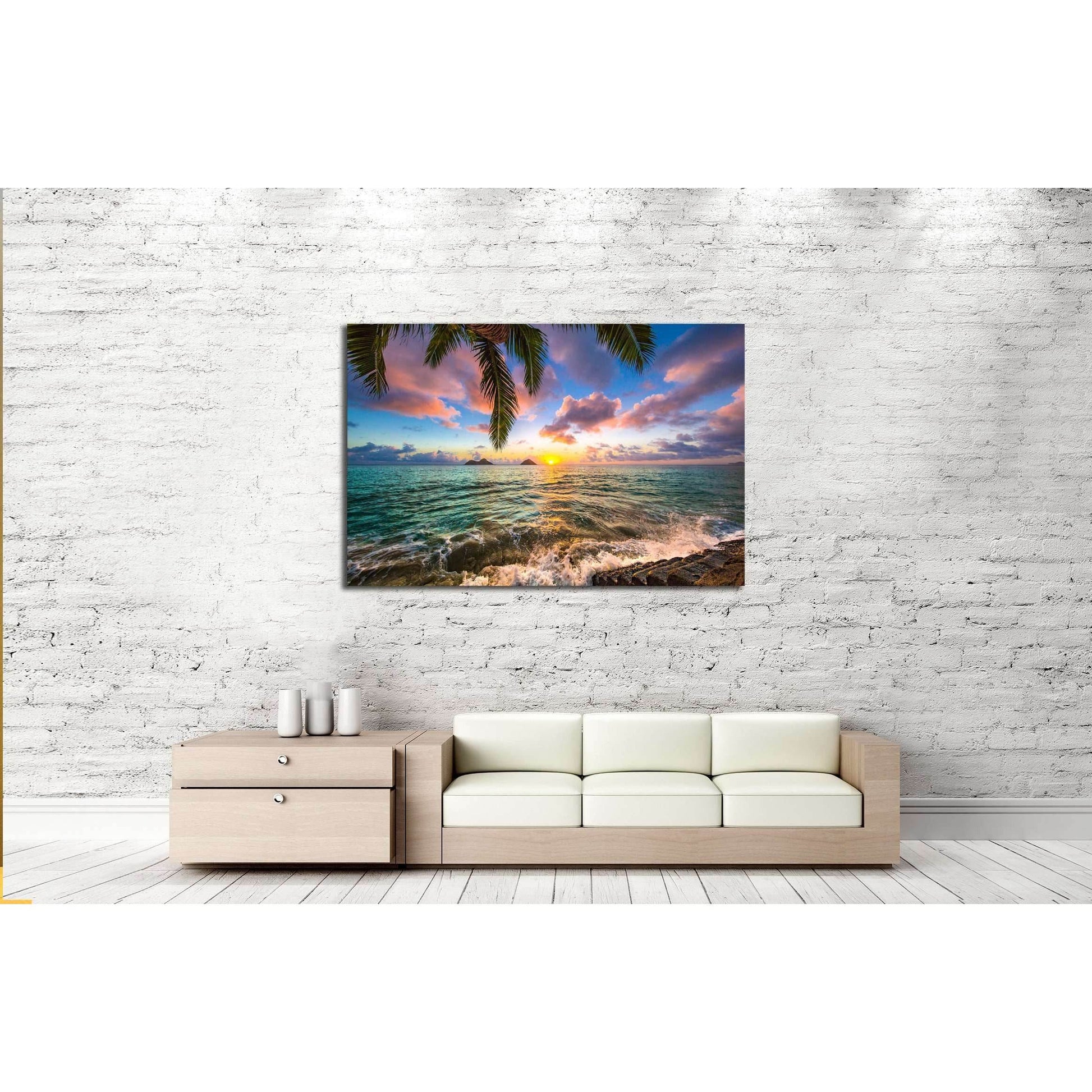Beautiful Lanikai, Kailua Sunrise in Hawaii №3072 Ready to Hang Canvas Print - Zellart Canvas Prints ALL_Products, s-3071