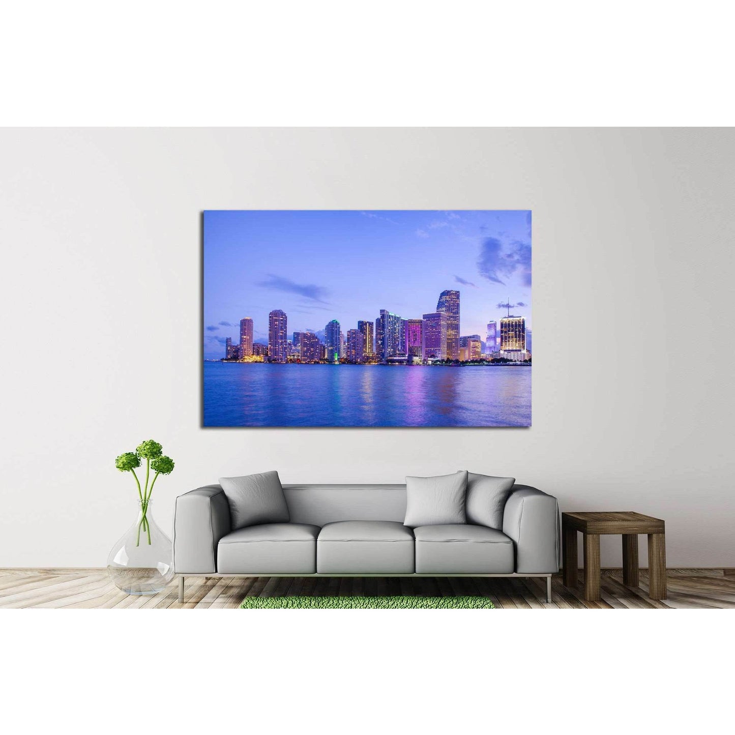 Beautiful Miami Florida skyline №1107 Ready to Hang Canvas Print - Zellart Canvas Prints ALL_Products, s-1107