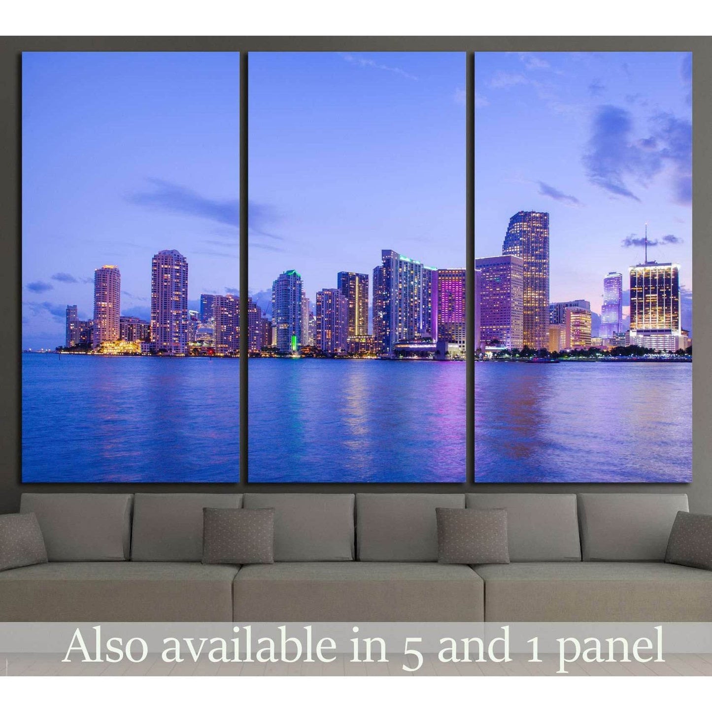 Beautiful Miami Florida skyline №1107 Ready to Hang Canvas Print - Zellart Canvas Prints ALL_Products, s-1107