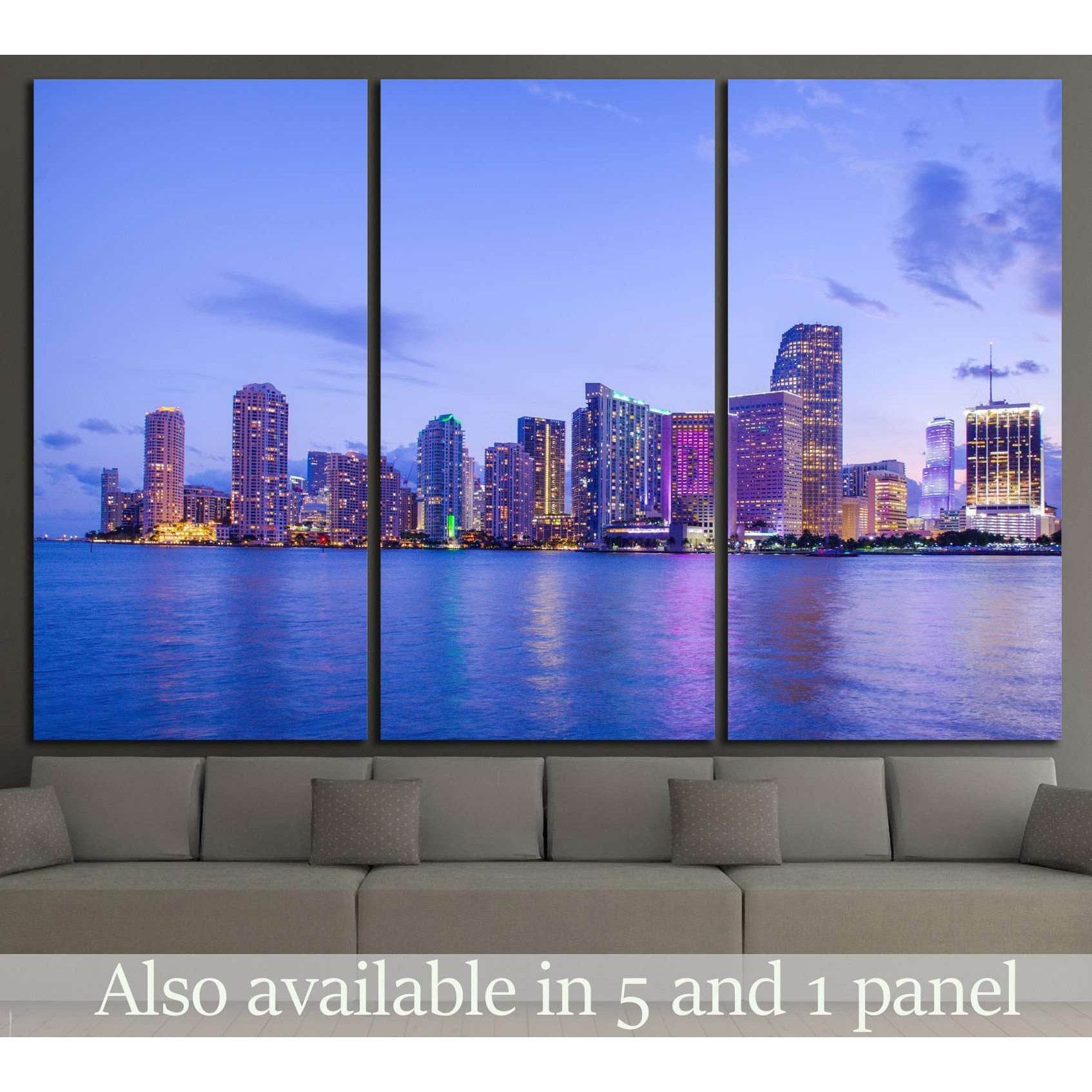 Beautiful Miami Florida skyline №1107 Ready to Hang Canvas Print - Zellart Canvas Prints ALL_Products, s-1107