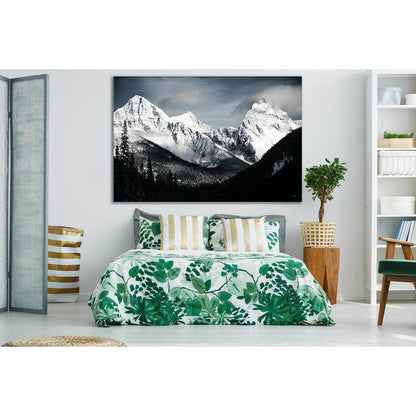 Beautiful Mountains In Winter Black And White №SL857 Ready to Hang Canvas Print - Zellart Canvas Prints 0new, ALL_Products, Black & White Wall Art