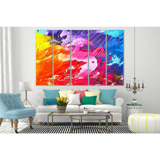 Beautiful Multicolored Abstraction Oil Painting №SL569 Ready to Hang Canvas Print - Zellart Canvas Prints 0new, ALL_Products, Oil Painting Wall Art