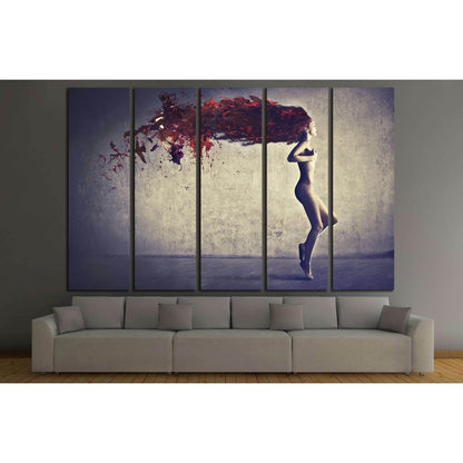Beautiful naked young woman with her hair transforming in bird feathers №2772 Ready to Hang Canvas Print - Zellart Canvas Prints 000Negative, ALL_Products, autopostr_pinterest_64952, s-2772