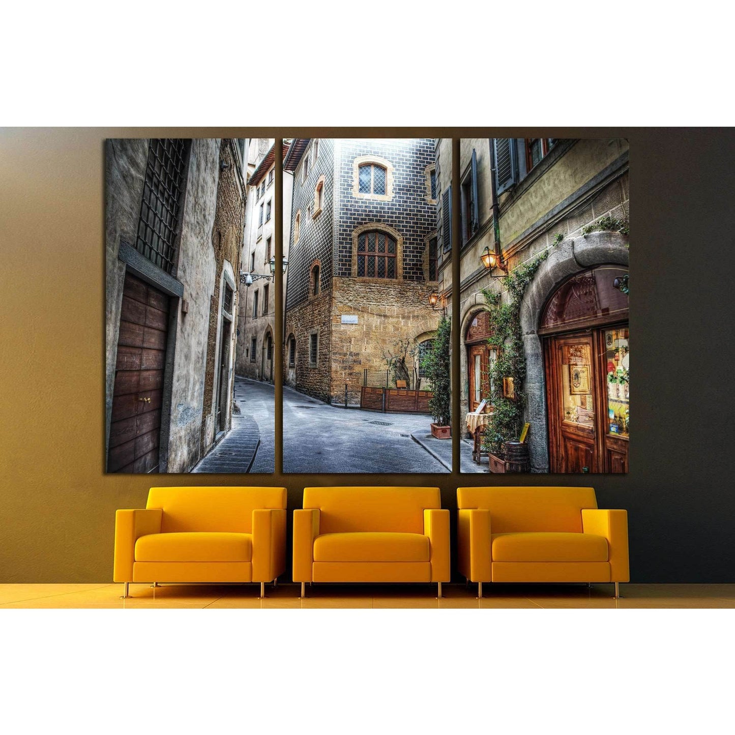 beautiful narrow street in Florence, Italy №1447 Ready to Hang Canvas Print - Zellart Canvas Prints ALL_Products, s-1447