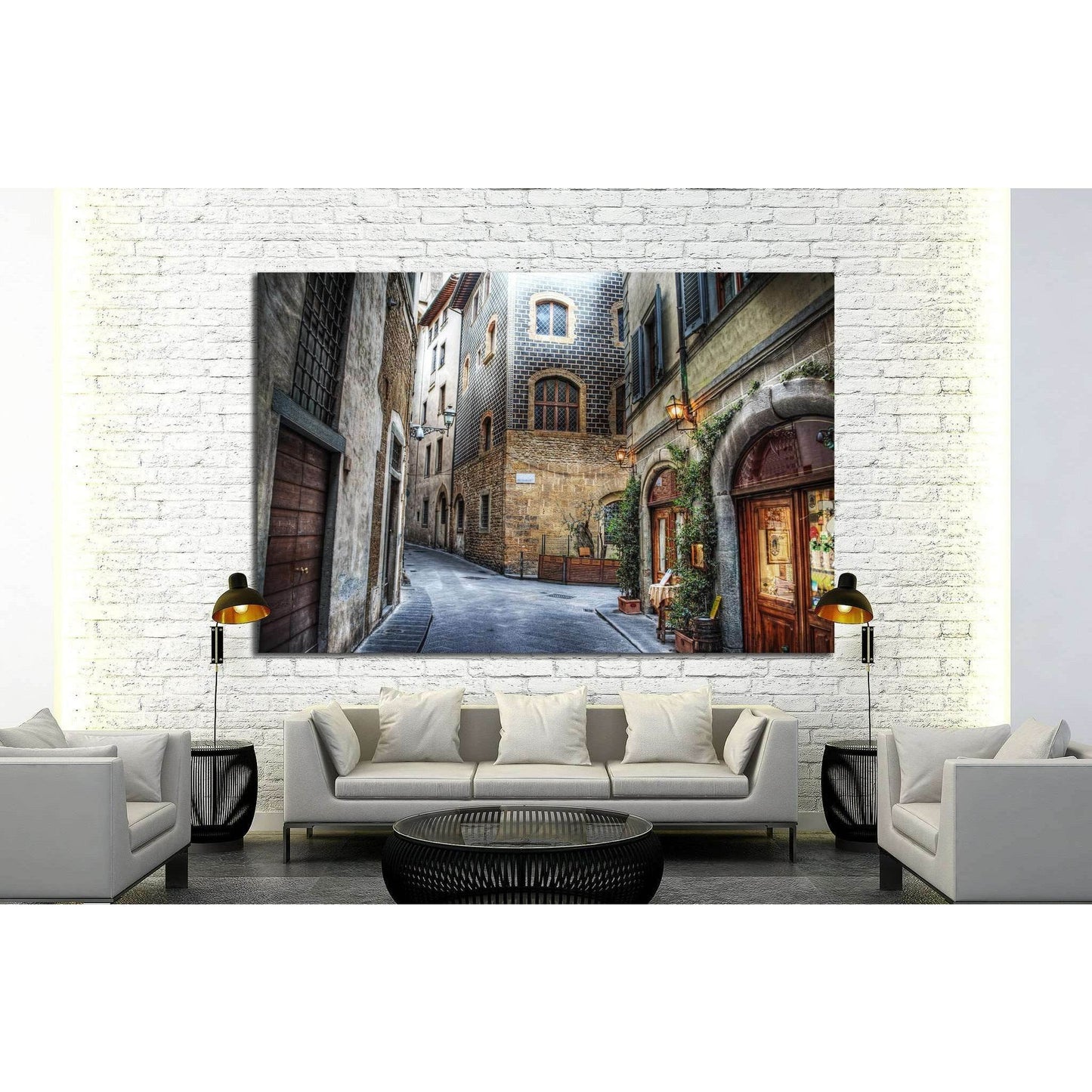 beautiful narrow street in Florence, Italy №1447 Ready to Hang Canvas Print - Zellart Canvas Prints ALL_Products, s-1447