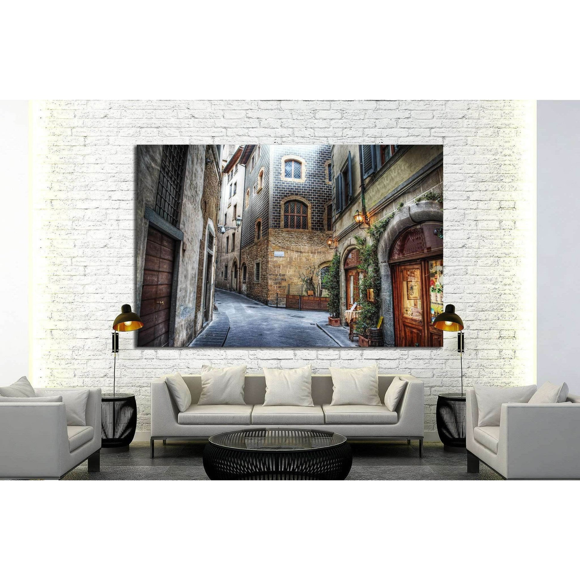 beautiful narrow street in Florence, Italy №1447 Ready to Hang Canvas Print - Zellart Canvas Prints ALL_Products, s-1447