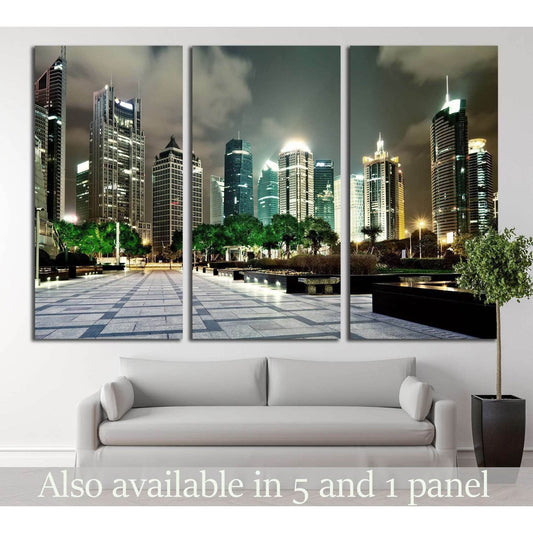 beautiful night scene in shanghai financial center №2238 Ready to Hang Canvas Print - Zellart Canvas Prints ALL_Products, s-2238