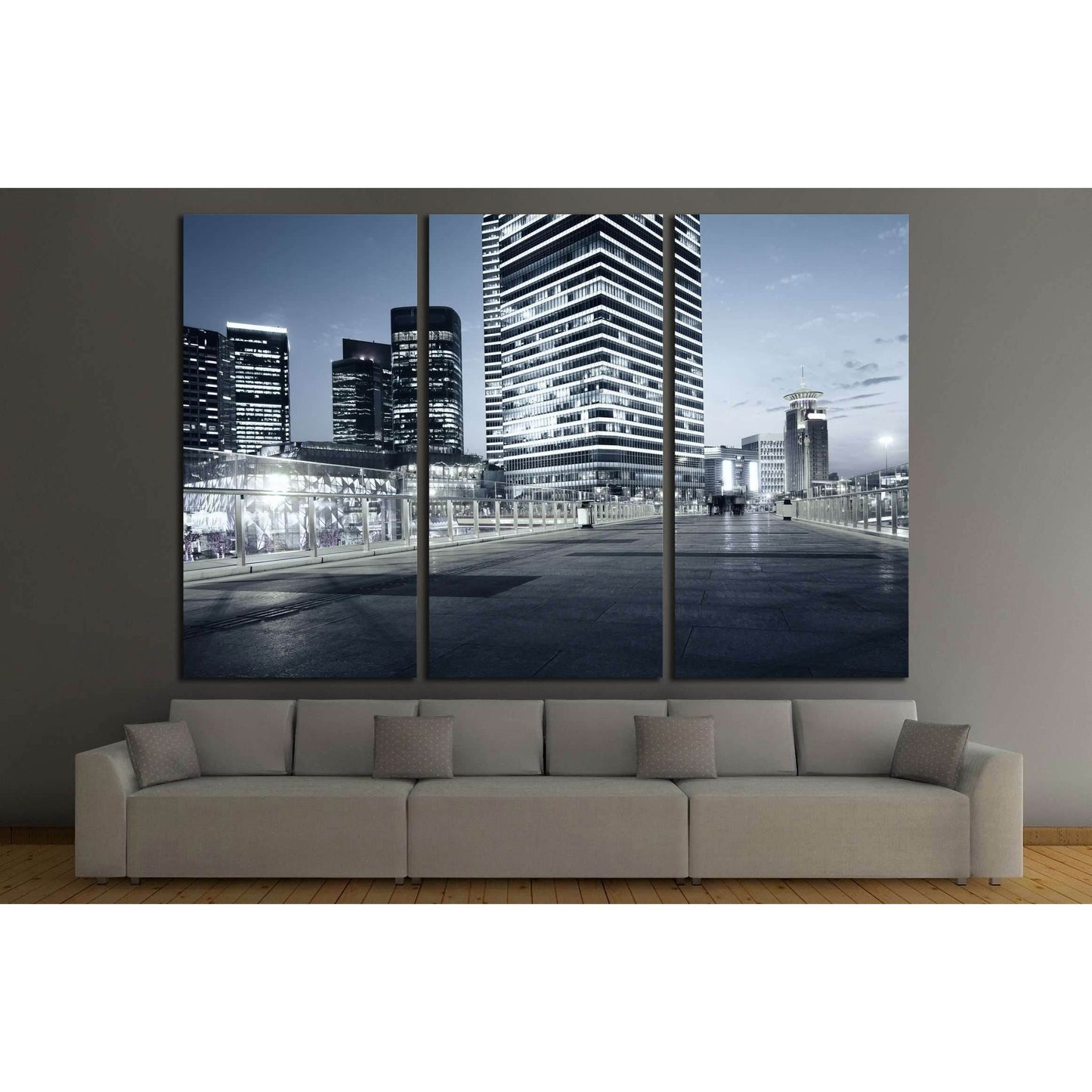 beautiful night view of modern buildings in shanghai №2144 Ready to Hang Canvas Print - Zellart Canvas Prints ALL_Products, s-2144