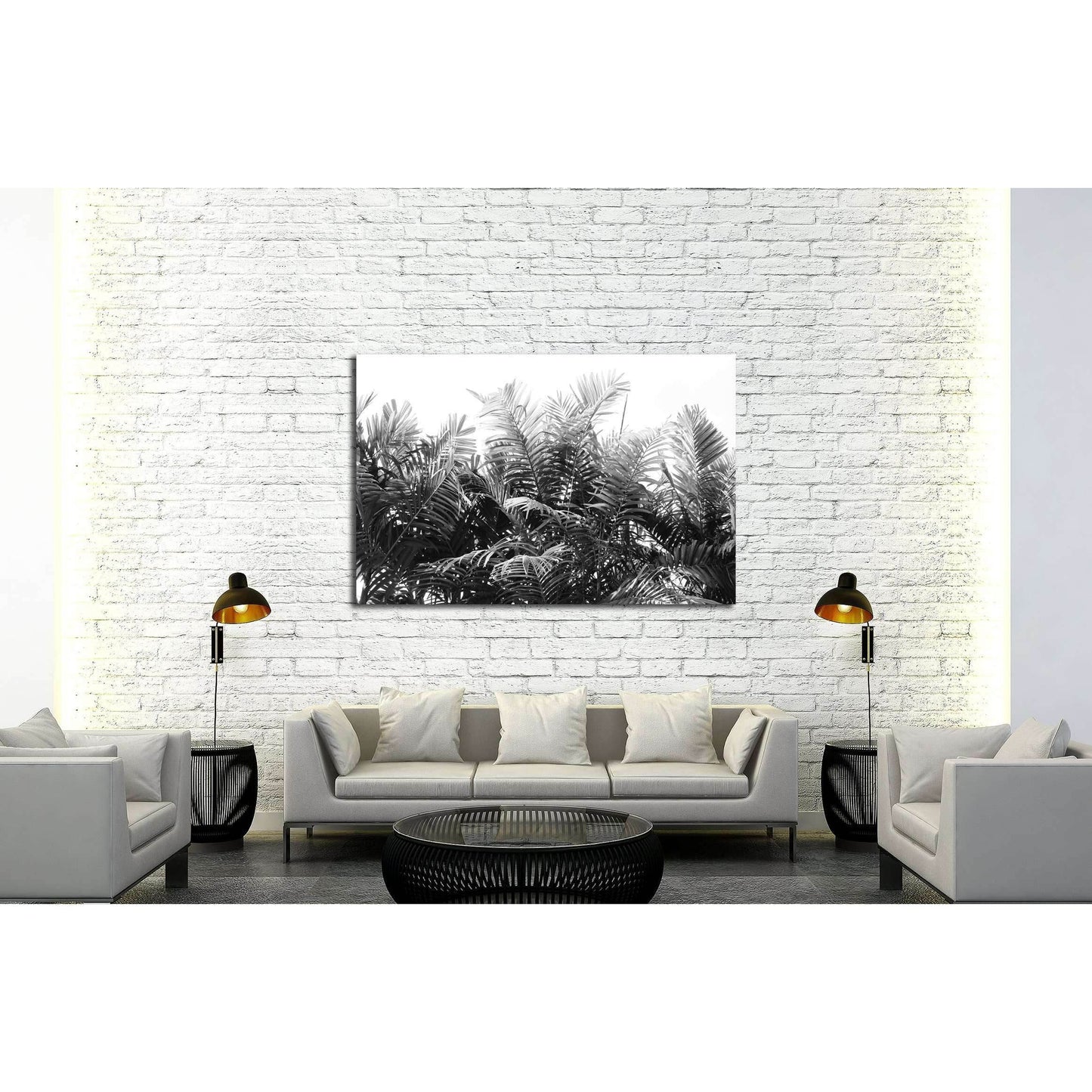 beautiful palms leaf on white background №3273 Ready to Hang Canvas Print - Zellart Canvas Prints ALL_Products, s-3273