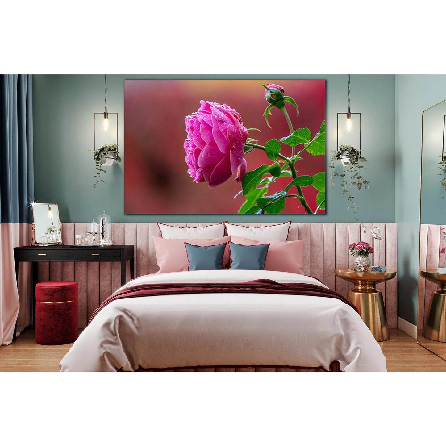 Beautiful Pink Rose Bud №SL729 Ready to Hang Canvas Print - Zellart Canvas Prints 0new, ALL_Products, Floral & Botanical Wall Art