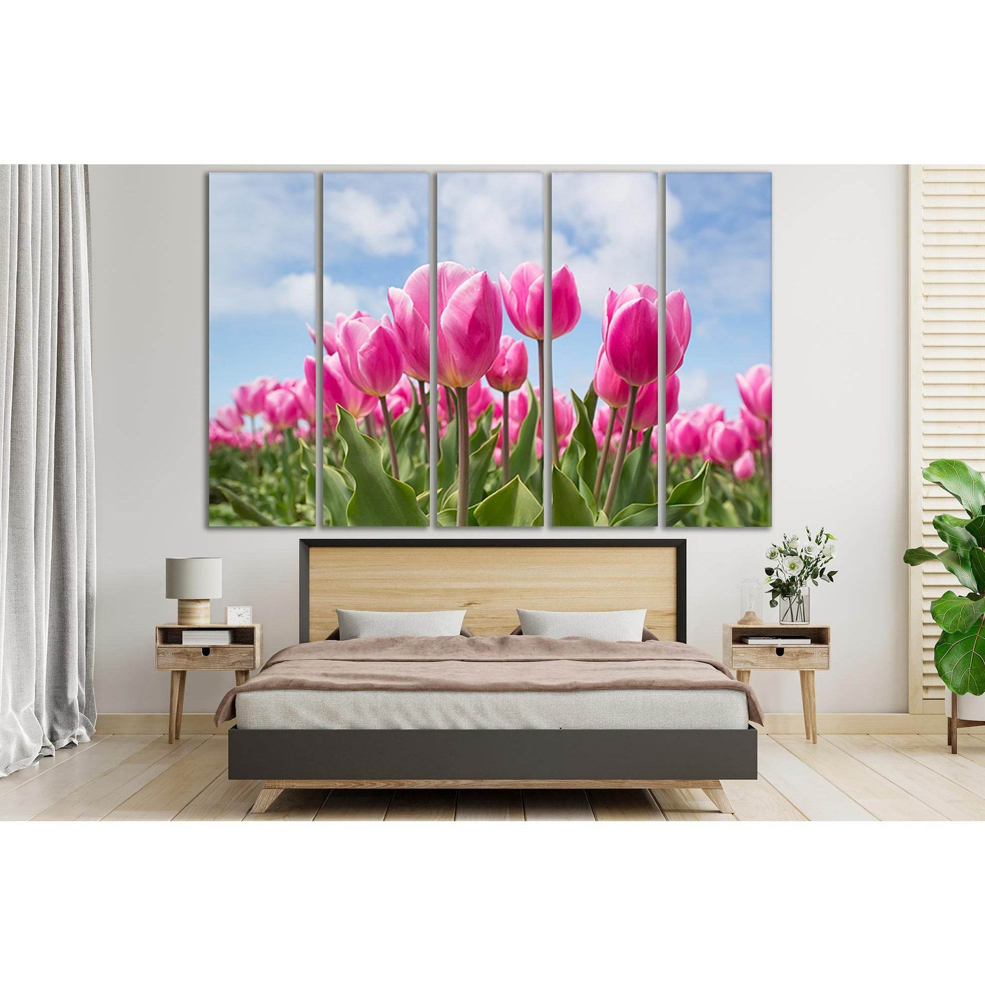 Beautiful Pink Tulips №SL698 Ready to Hang Canvas Print - Zellart Canvas Prints 0new, ALL_Products, Floral & Botanical Wall Art