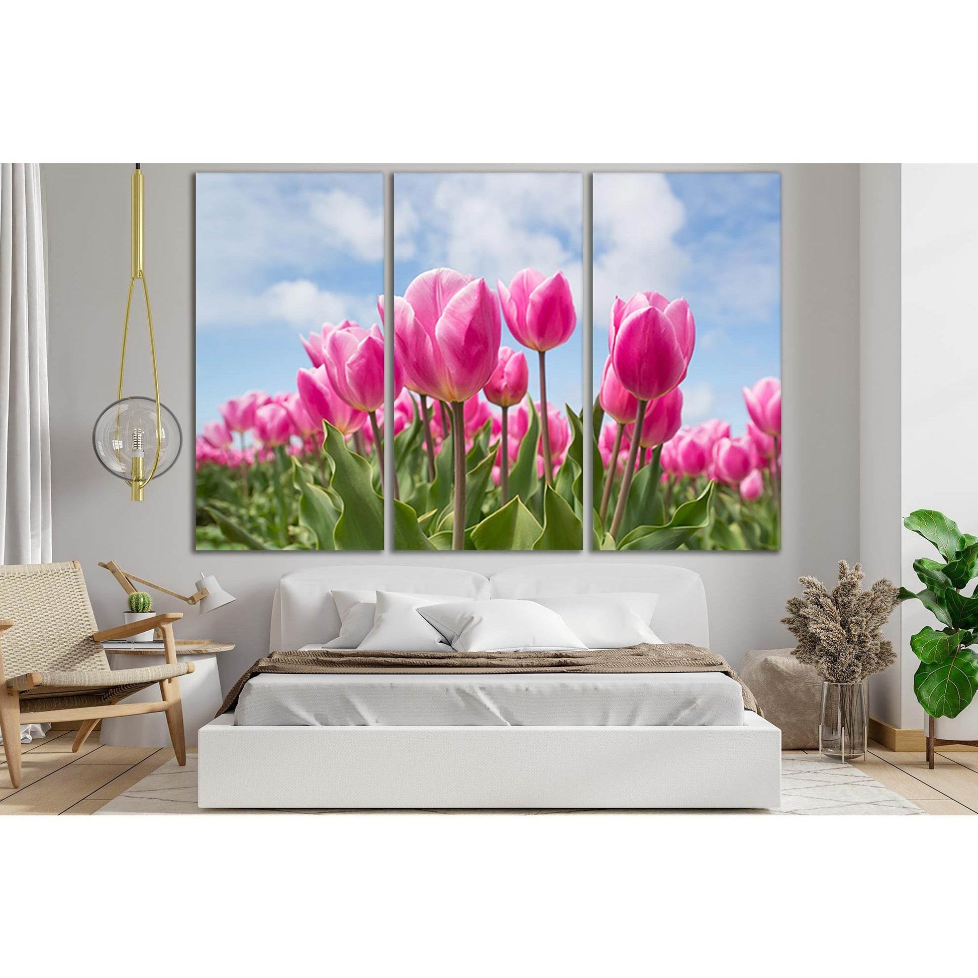 Beautiful Pink Tulips №SL698 Ready to Hang Canvas Print - Zellart Canvas Prints 0new, ALL_Products, Floral & Botanical Wall Art