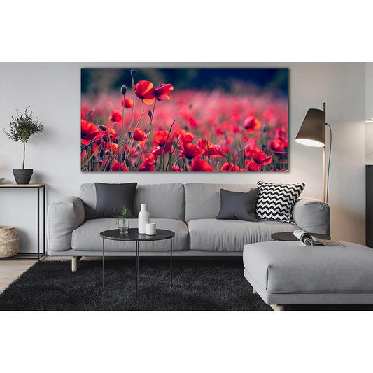 Beautiful Poppy Field №SL684 Ready to Hang Canvas Print - Zellart Canvas Prints 0new, ALL_Products, Floral & Botanical Wall Art
