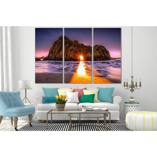 Beautiful Rock And Sun Rays №SL289 Ready to Hang Canvas Print - Zellart Canvas Prints 0new, ALL_Products, SUNRISE & SUNSET WALL ART