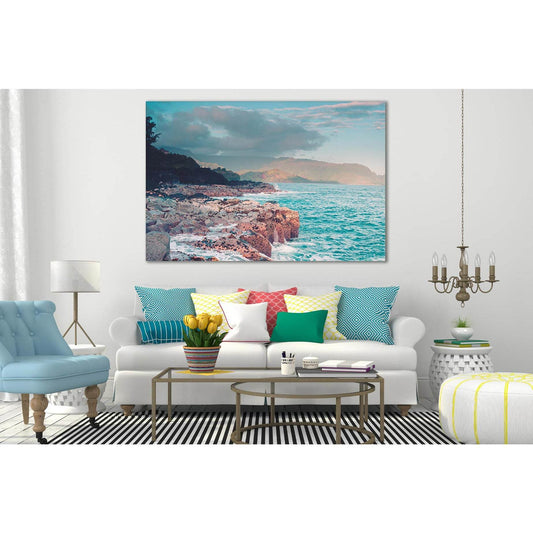 Beautiful Rocks On The Shore №SL131 Ready to Hang Canvas Print - Zellart Canvas Prints 0new, ALL_Products, Beach Ocean & Waves