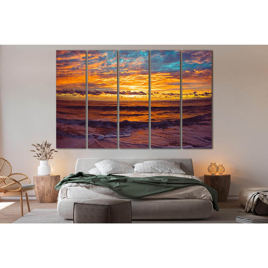Beautiful Sea Sunset №SL100 Ready to Hang Canvas Print - Zellart Canvas Prints 0new, ALL_Products, Beach Ocean & Waves