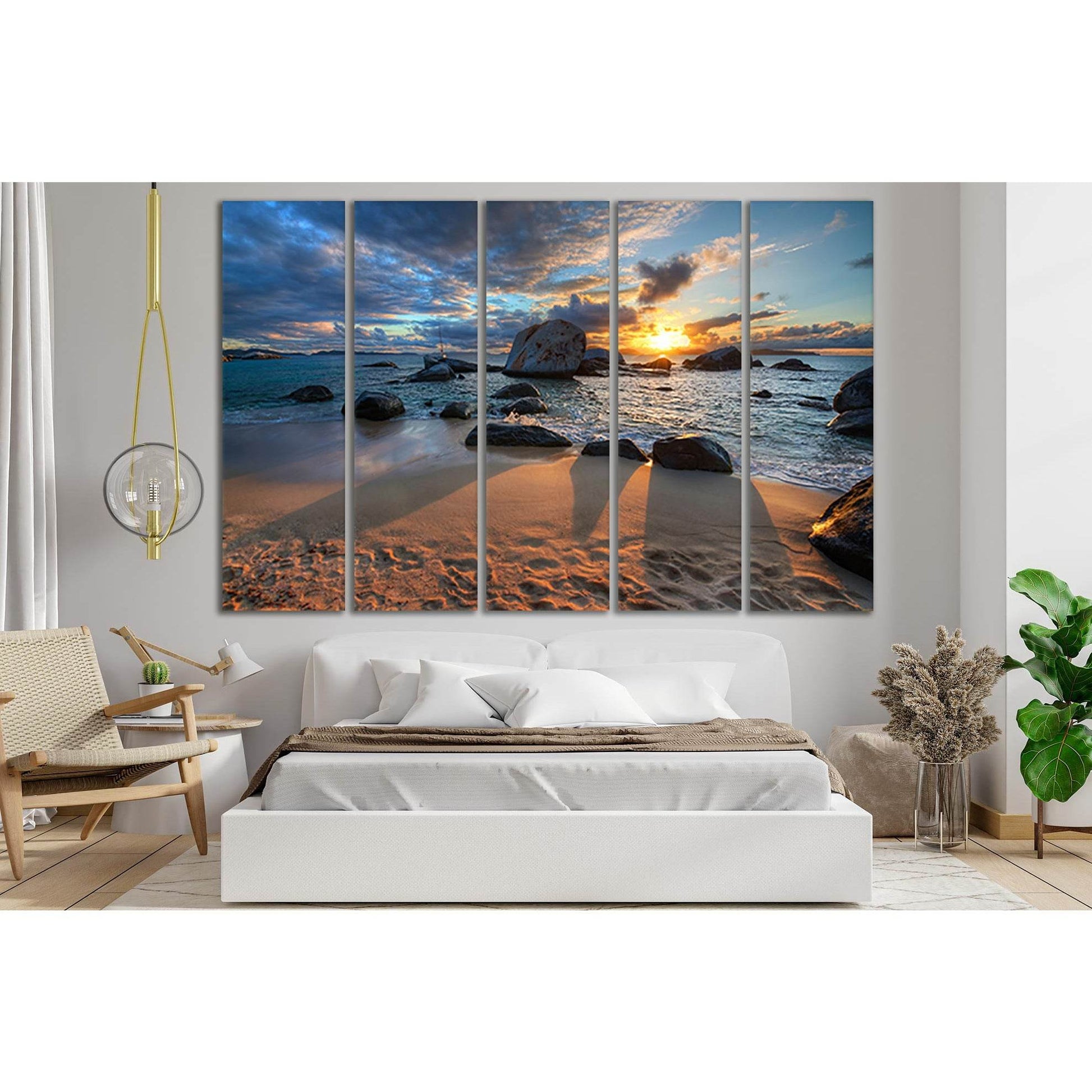 Beautiful Seascape At Sunset №SL250 Ready to Hang Canvas Print - Zellart Canvas Prints 0new, ALL_Products, SUNRISE & SUNSET WALL ART