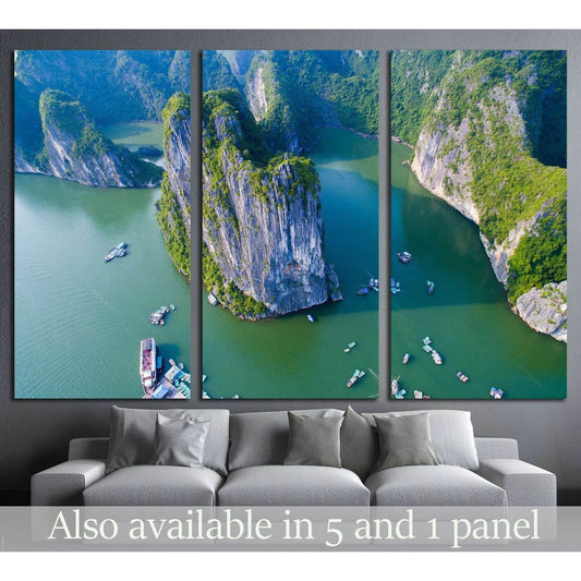 Beautiful seascape with sea and mountain from, Halong bay, Vietnam №1902 Ready to Hang Canvas Print - Zellart Canvas Prints ALL_Products, s-1902