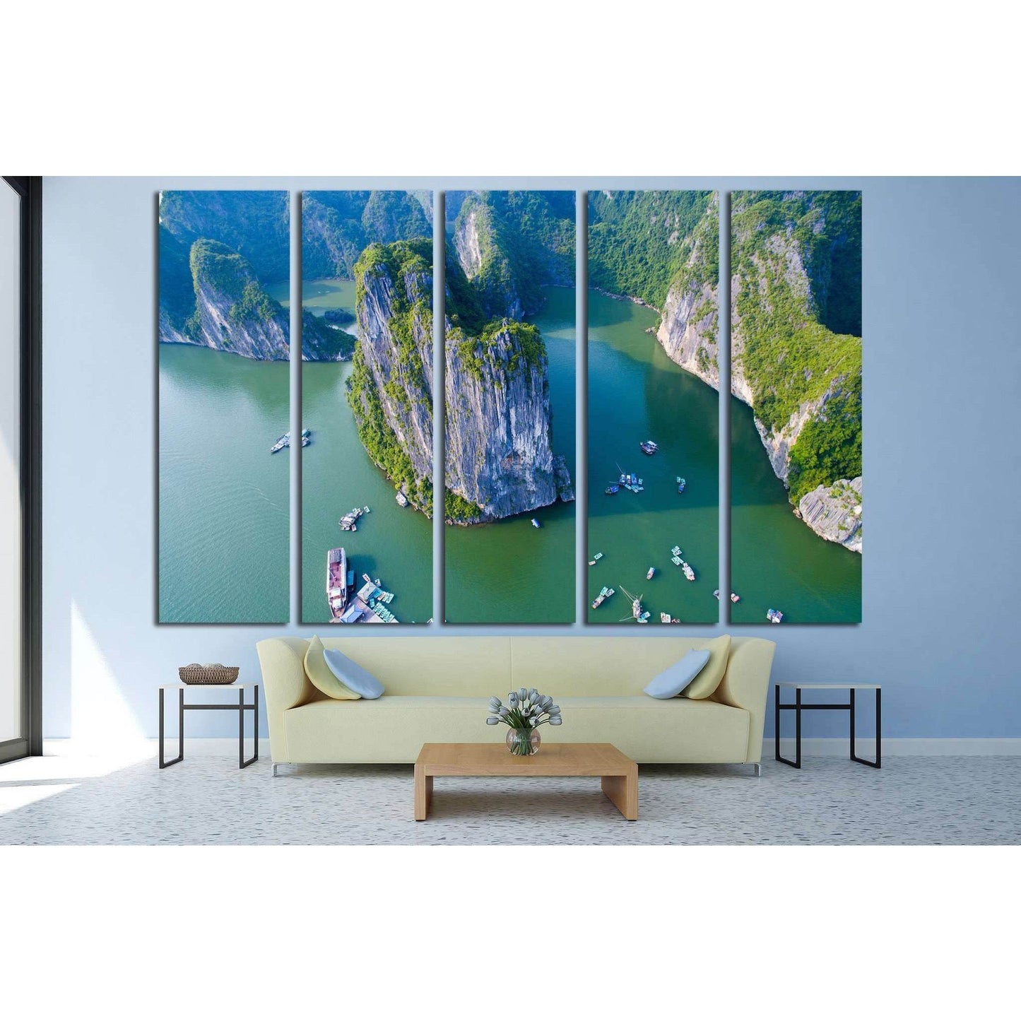 Beautiful seascape with sea and mountain from, Halong bay, Vietnam №1902 Ready to Hang Canvas PrintCanvas art arrives ready to hang, with hanging accessories included and no additional framing required. Every canvas print is hand-crafted, made on-demand a